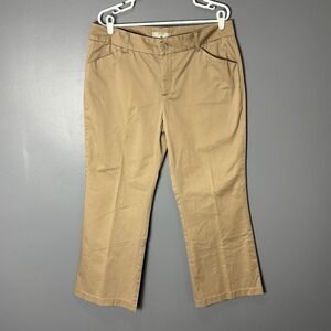 Riders by Lee Women's Khaki Trousers Size 16P Tan Stretch Straight Leg